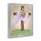 Stupell Industries He Has Risen Spring Floral Cross Brown Damask Pattern Framed Giclee Art